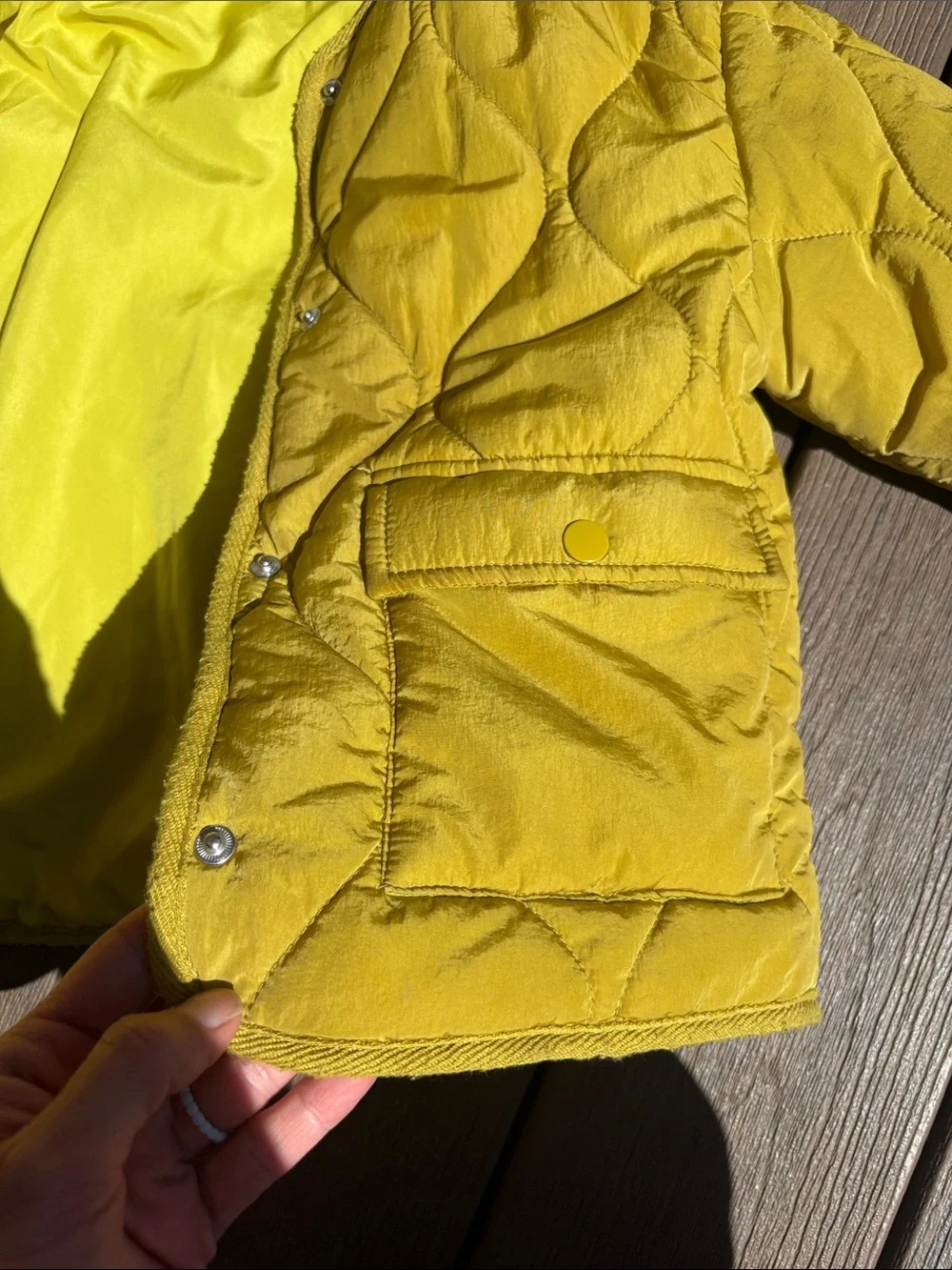 Zara Kids Quilted Puffer Jacket in Mustard Yellow